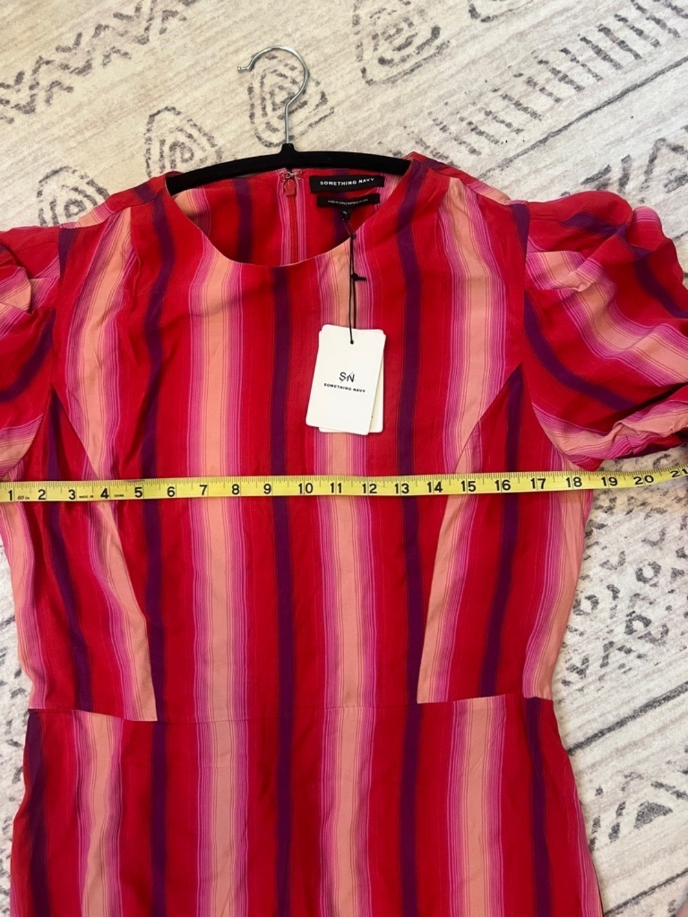 Something Navy Red and Pink Striped Long Sleeve Dress - Picture 4 of 7